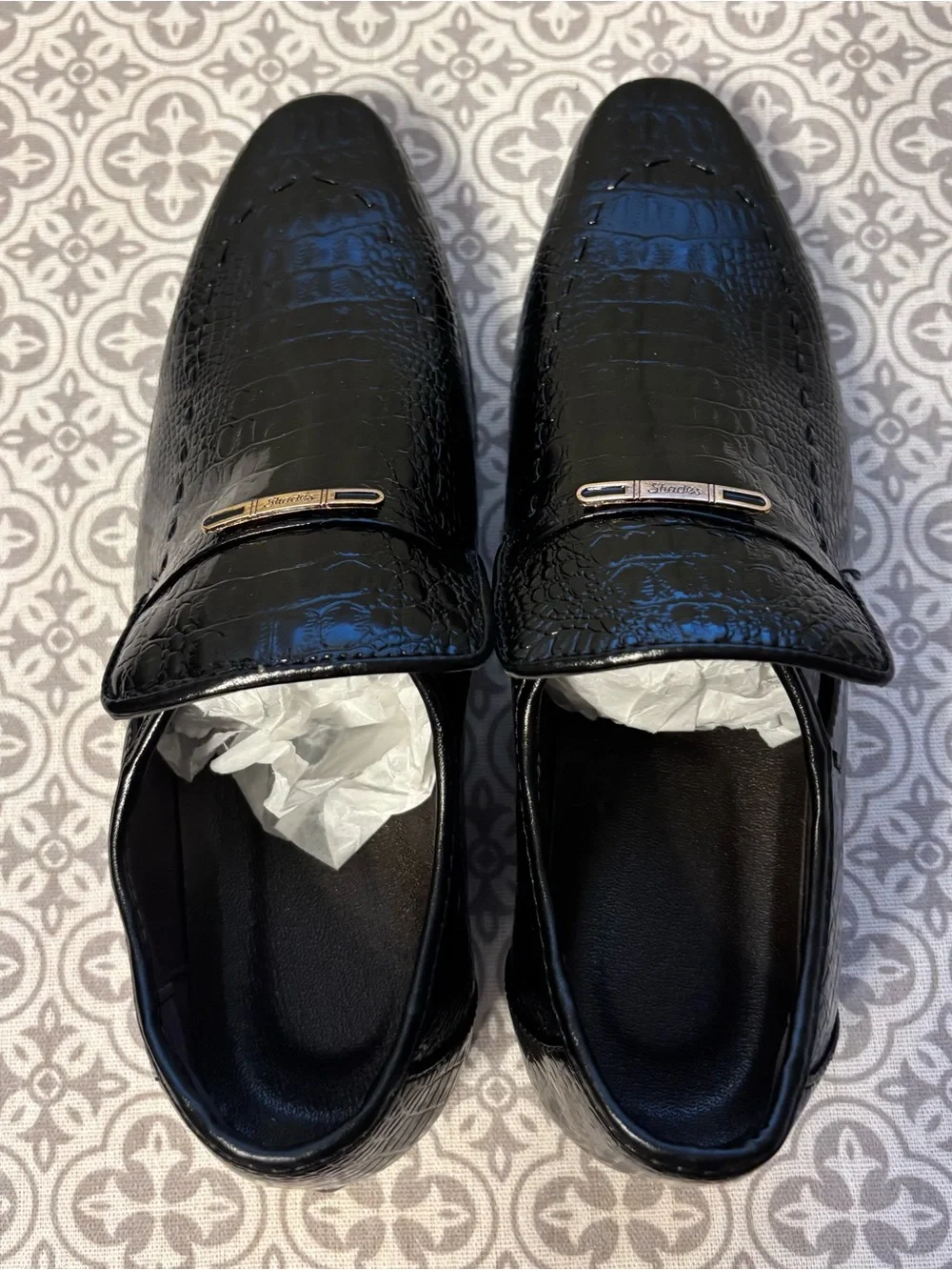 Shades Mens Crocodile Embossed Bit Loafers Black Dress Shoes Slip On Size 39